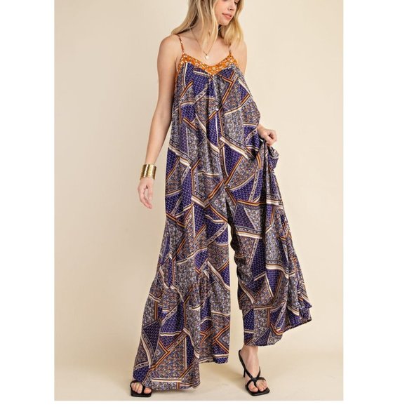 Pants - Boho Gypsy Wide Leg Jumpsuit Jumper
